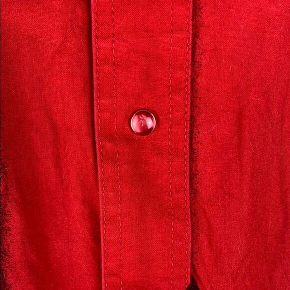 Wrangler mens XL vintage pearl snap Western Short sleeve button Red Cream Design - Picture 7 of 8